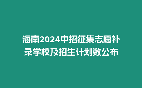 海南2024中招征集志愿補(bǔ)錄學(xué)校及招生計(jì)劃數(shù)公布