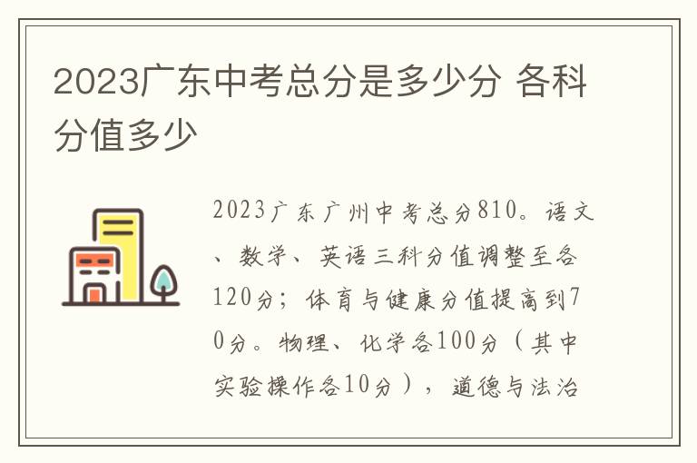 2024廣東中考總分是多少分 各科分值多少