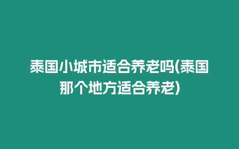 泰國小城市適合養老嗎(泰國那個地方適合養老)