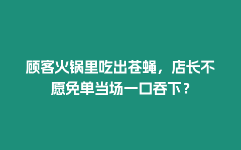 顧客火鍋里吃出蒼蠅，店長不愿免單當場一口吞下？