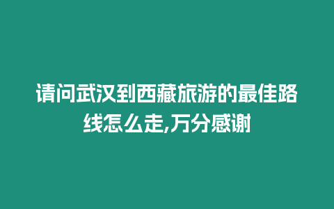 請問武漢到西藏旅游的最佳路線怎么走,萬分感謝