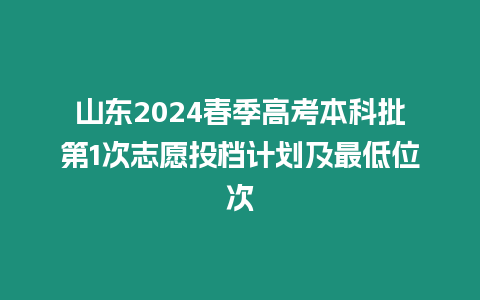 山東2024春季高考本科批第1次志愿投檔計劃及最低位次