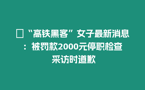 ?“高鐵黑客”女子最新消息：被罰款2000元停職檢查 采訪時道歉