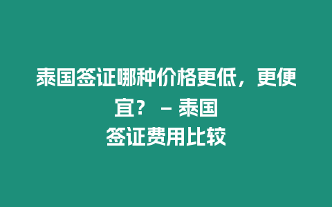 泰國簽證哪種價格更低，更便宜？ - 泰國簽證費用比較