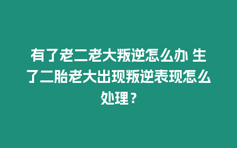 有了老二老大叛逆怎么辦 生了二胎老大出現(xiàn)叛逆表現(xiàn)怎么處理？