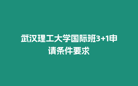 武漢理工大學國際班3+1申請條件要求