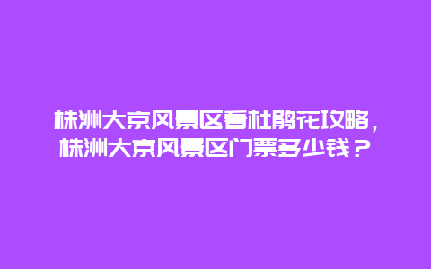 株洲大京風(fēng)景區(qū)看杜鵑花攻略，株洲大京風(fēng)景區(qū)門票多少錢？