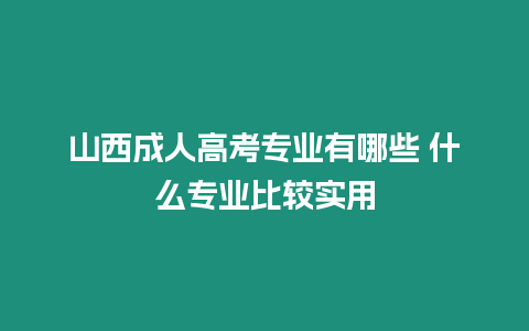 山西成人高考專業(yè)有哪些 什么專業(yè)比較實用