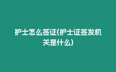 護士怎么簽證(護士證簽發機關是什么)