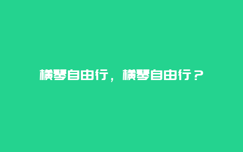 橫琴自由行，橫琴自由行？