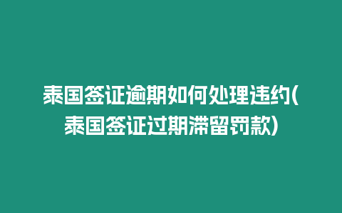 泰國簽證逾期如何處理違約(泰國簽證過期滯留罰款)