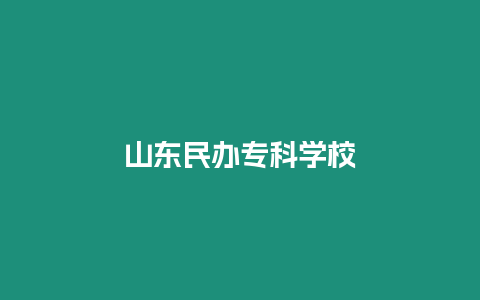 山東民辦專科學(xué)校