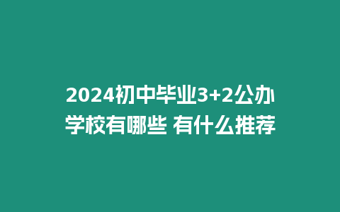 2024初中畢業3+2公辦學校有哪些 有什么推薦