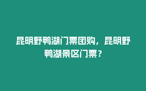 昆明野鴨湖門票團購，昆明野鴨湖景區(qū)門票？