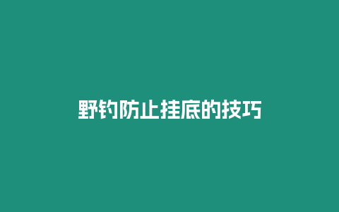 野釣防止掛底的技巧