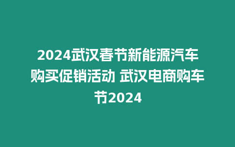 2024武漢春節(jié)新能源汽車購買促銷活動 武漢電商購車節(jié)2024