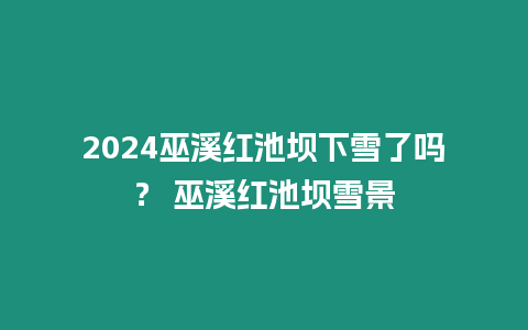 2024巫溪紅池壩下雪了嗎？ 巫溪紅池壩雪景