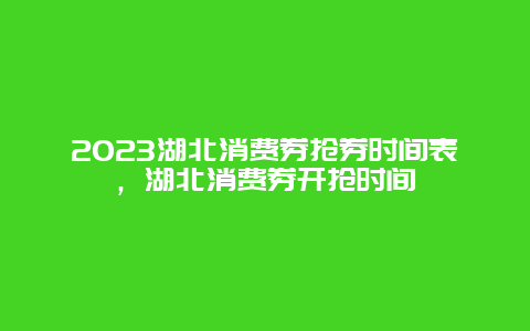 2024湖北消費券搶券時間表，湖北消費券開搶時間