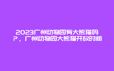 2024廣州動物園有大熊貓嗎？，廣州動物園大熊貓開放時間