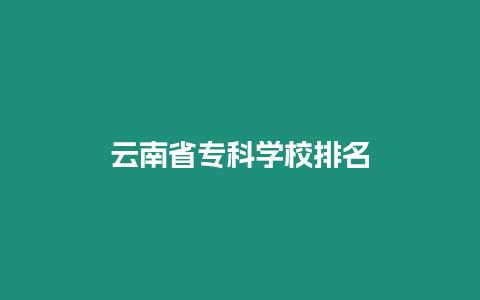 云南省專科學校排名