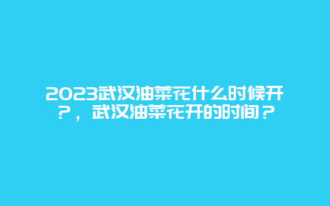 2024武漢油菜花什么時候開？，武漢油菜花開的時間？