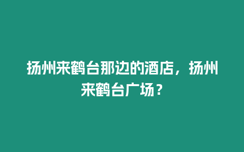 揚(yáng)州來鶴臺那邊的酒店，揚(yáng)州來鶴臺廣場？