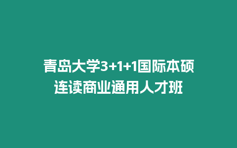 青島大學3+1+1國際本碩連讀商業(yè)通用人才班