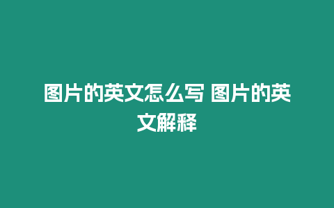 圖片的英文怎么寫 圖片的英文解釋