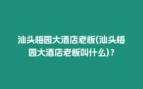 汕頭梅園大酒店老板(汕頭梅園大酒店老板叫什么)？