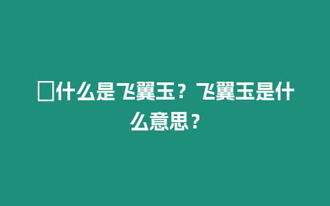 ?什么是飛翼玉？飛翼玉是什么意思？