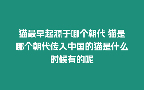 貓最早起源于哪個(gè)朝代 貓是哪個(gè)朝代傳入中國(guó)的貓是什么時(shí)候有的呢