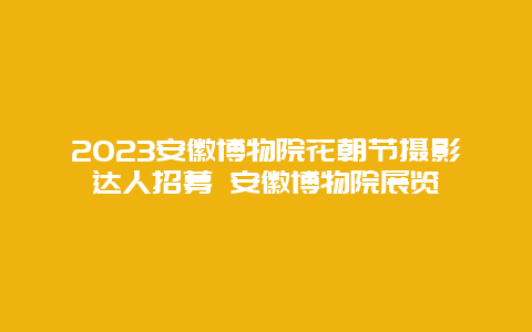 2024安徽博物院花朝節(jié)攝影達人招募 安徽博物院展覽