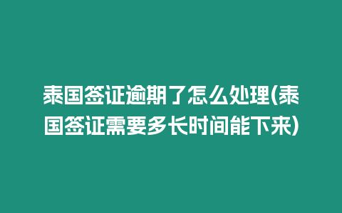 泰國簽證逾期了怎么處理(泰國簽證需要多長時間能下來)