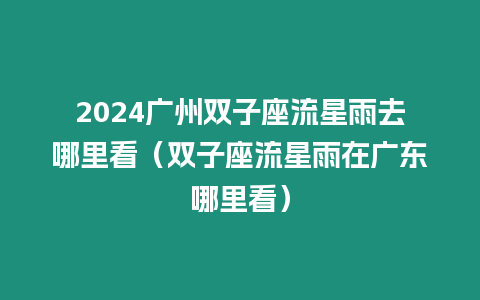 2024廣州雙子座流星雨去哪里看（雙子座流星雨在廣東哪里看）