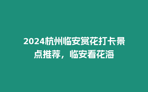 2024杭州臨安賞花打卡景點推薦，臨安看花海