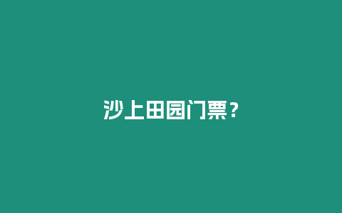 沙上田園門票？