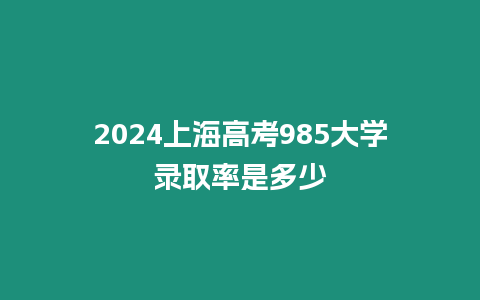 2024上海高考985大學錄取率是多少