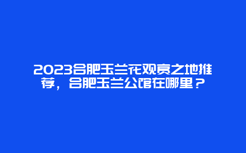 2024合肥玉蘭花觀賞之地推薦，合肥玉蘭公館在哪里？