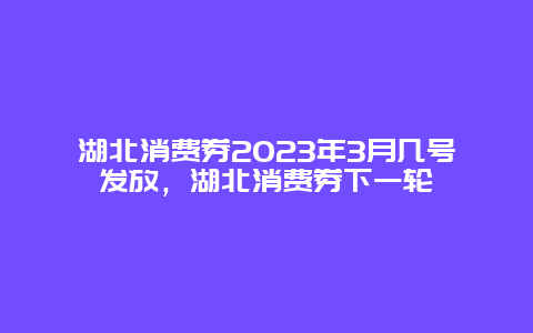 湖北消費(fèi)券2024年3月幾號發(fā)放，湖北消費(fèi)券下一輪