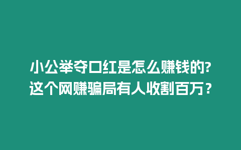 小公舉奪口紅是怎么賺錢的?這個網賺騙局有人收割百萬？