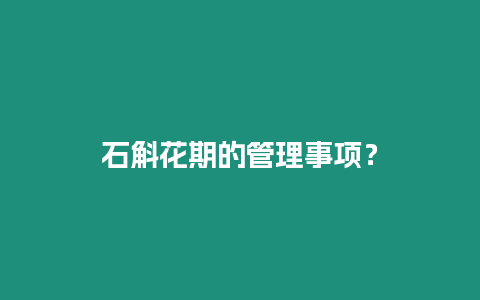 石斛花期的管理事項(xiàng)？