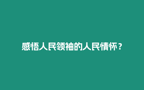 感悟人民領袖的人民情懷？