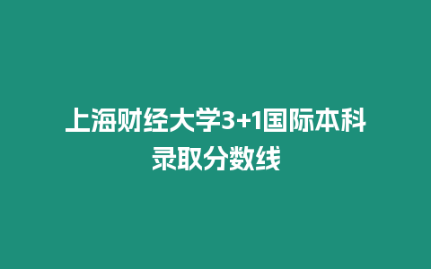 上海財經(jīng)大學(xué)3+1國際本科錄取分?jǐn)?shù)線