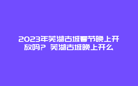 2024年蕪湖古城春節晚上開放嗎? 蕪湖古城晚上開么