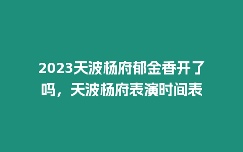 2023天波楊府郁金香開了嗎，天波楊府表演時間表