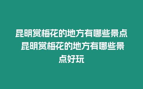 昆明賞梅花的地方有哪些景點 昆明賞梅花的地方有哪些景點好玩