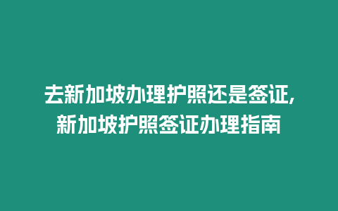 去新加坡辦理護照還是簽證,新加坡護照簽證辦理指南