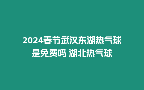 2024春節武漢東湖熱氣球是免費嗎 湖北熱氣球