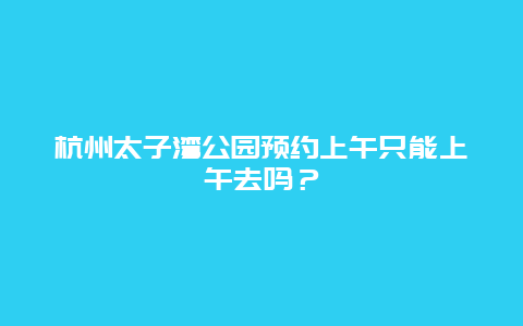 杭州太子灣公園預約上午只能上午去嗎？