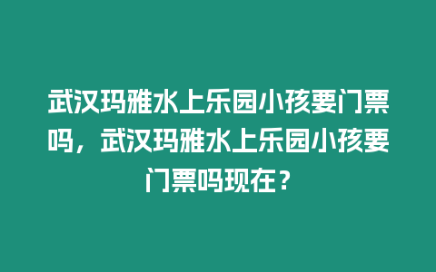 武漢瑪雅水上樂園小孩要門票嗎，武漢瑪雅水上樂園小孩要門票嗎現在？